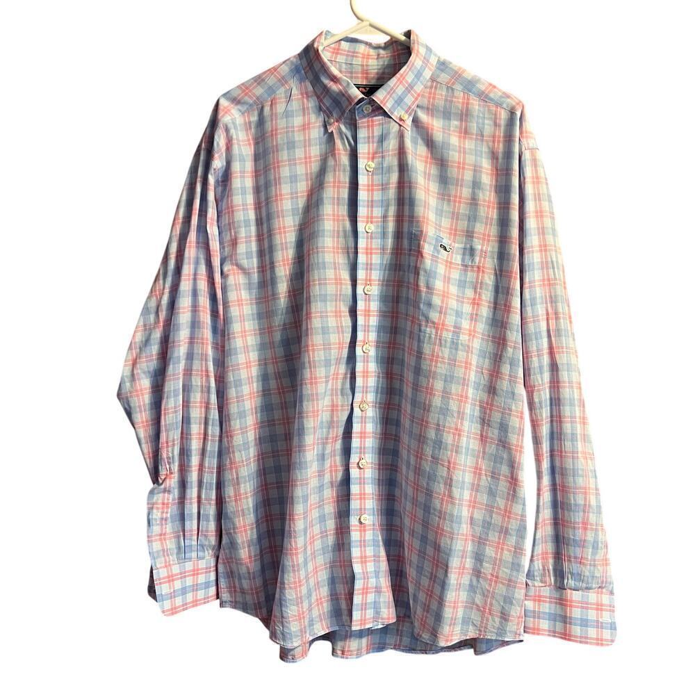 Vineyard Vines Classic Fit Tucker Long Sleeve Shirt.  Pastel Blue/Pink.  Size XL
